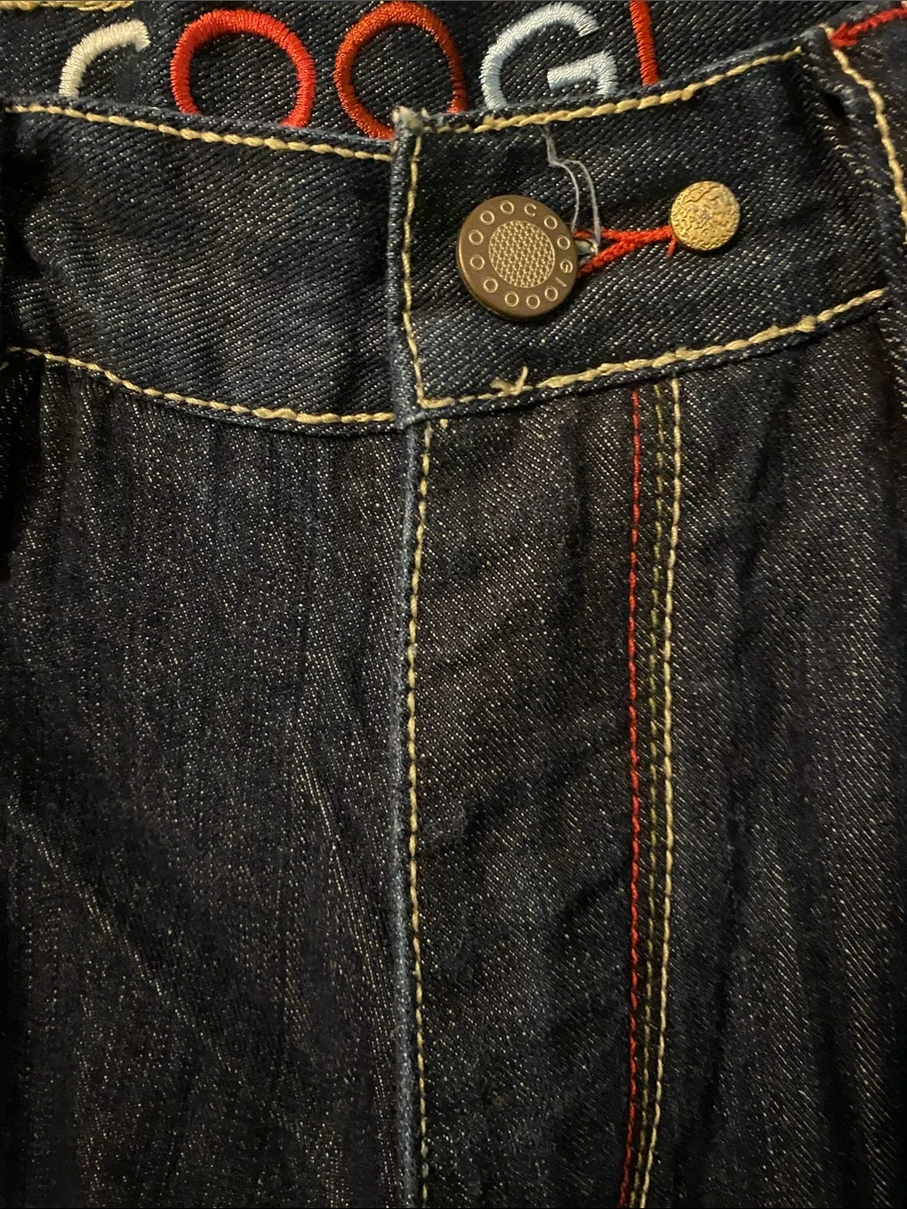 COOGI Dark Blue Denim Shorts with Red Accents